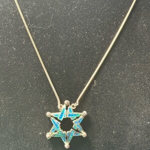 Source Unknown Silver and‎ Blue Star Necklace